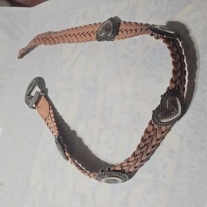 Women's Genuine Bonded Leather Belt with Metal Decorations